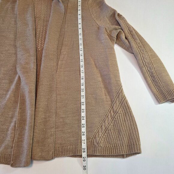 NWOT - Notations Open Front Cardigan, 2X, Tan Cable Knit Sweater, Never Worn - Picture 6 of 10